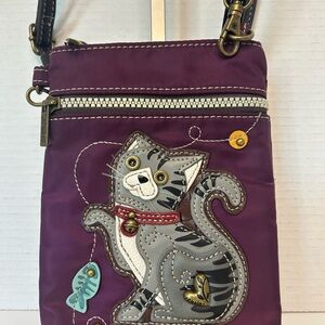 Chala Purple Crossbody Bag with Cat Design